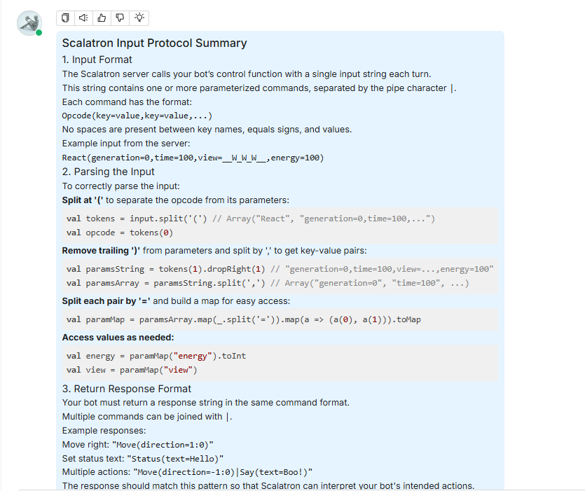 Scalatron Input Response